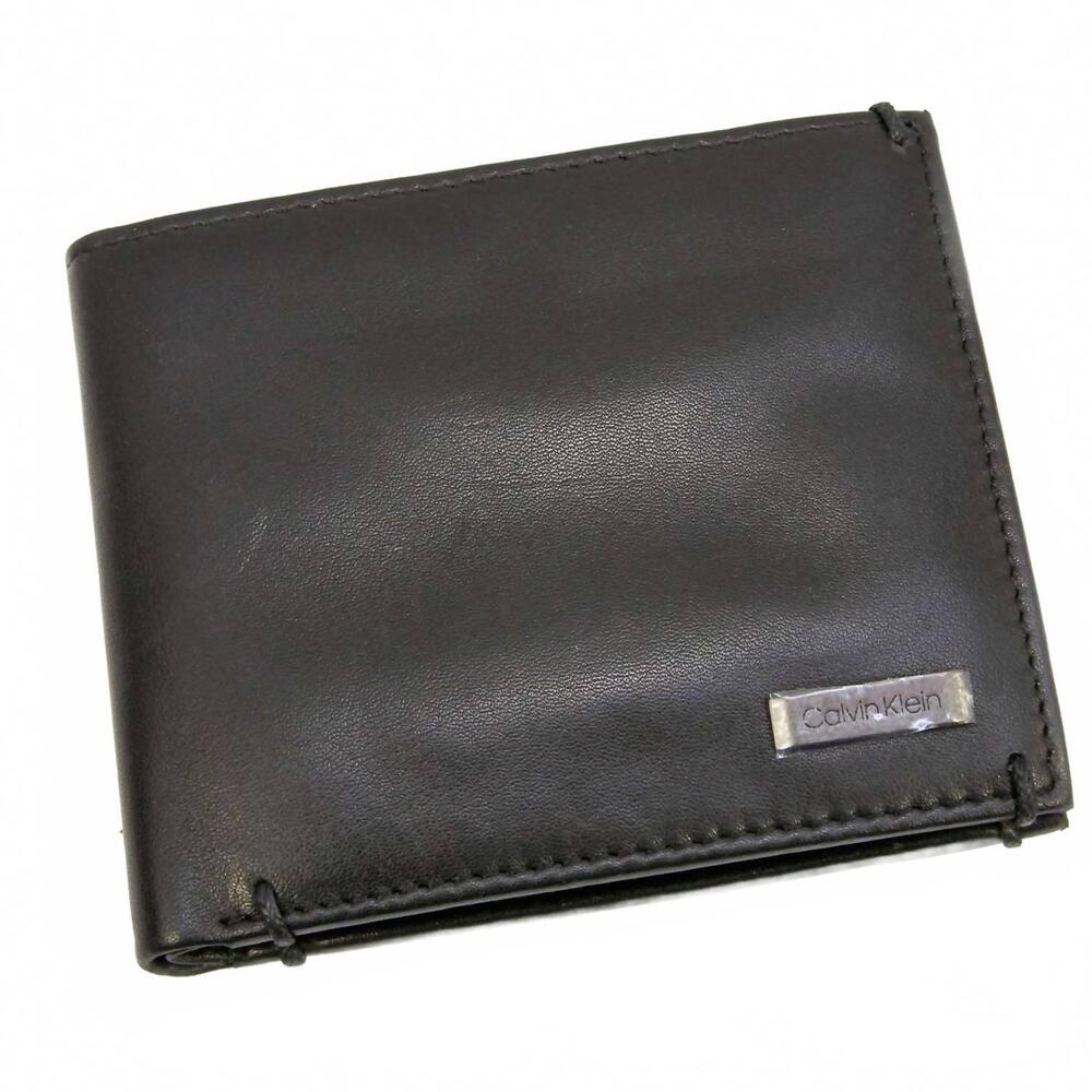 NEW CALVIN KLEIN men's passcase bi-fold coin holder in black